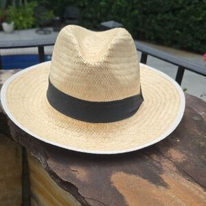 Men's Tan Straw Hat with Black Band